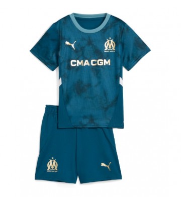 Olympique de Marseille Borta Kläder Barn 2024-25 Kortärmad (+ Korta byxor)